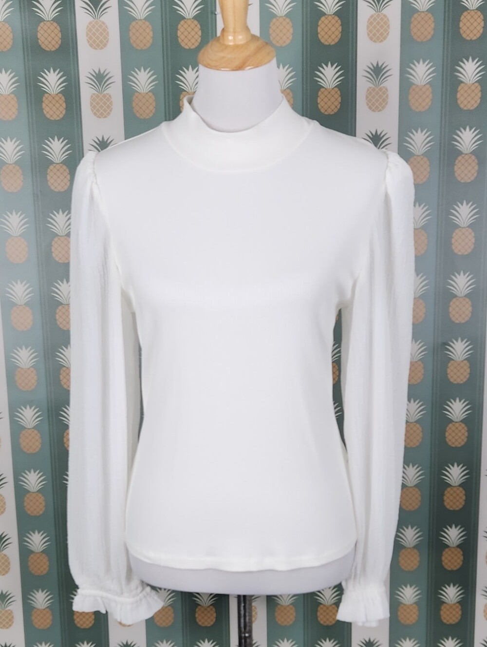 Heartloom White Mock Neck Long Sleeve Top
